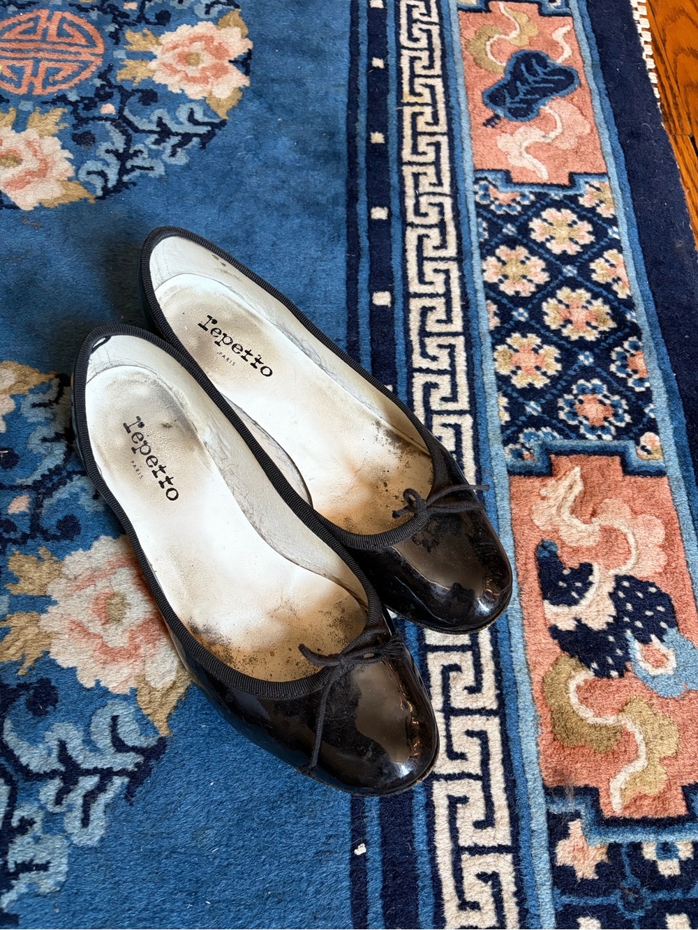 Repetto Black Patent Ballet Flats with Bow